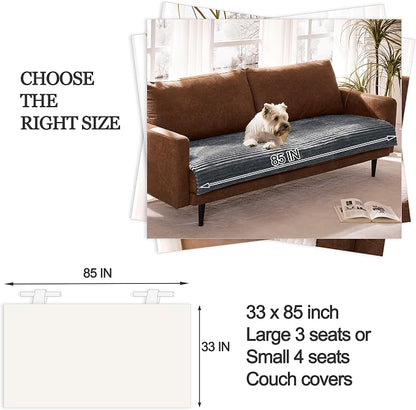 Dual Non-Slip Couch Cover for Dogs Waterproof, Fuzzy Soft Pet Couch Covers for Sofa 3 Cushion, Pet Friendly Soft Dog Bed Covers Sofa Cover Washable (Titanium Gray, 33" x 85" 1 Pack)