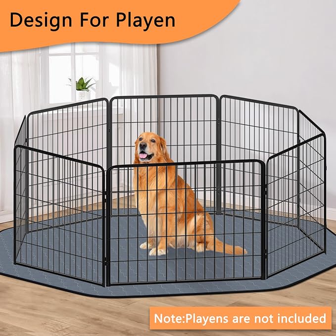 Bunlitent Washable Pee Pads for Dogs, 2 Pack, 71'' Diagonal Octagon, Grey | Designed for 24'' Width 8 Panels Dog Playpen, Non-Slip, Super Absorbent, Reusable, Waterproof, For Dog Playpen, Crate, Car