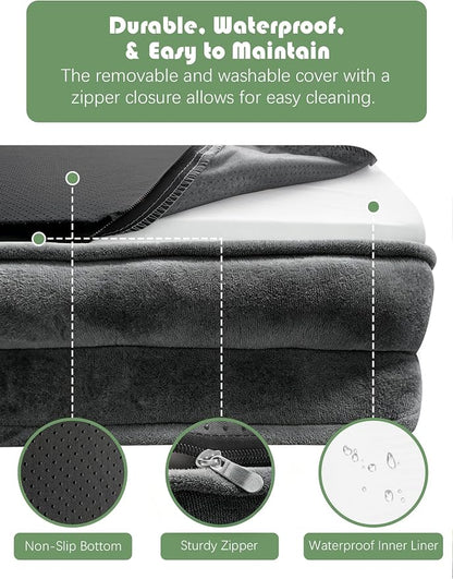 Spotted Play Orthopedic Dog Bed with Sides - Sofa Beds for Extra Large Dogs, Supportive Foam Pet Couch Bed with Washable Removable Cover, Waterproof Lining and Non-Slip Bottom, Dark Grey - XXL
