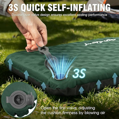 GDREAMT Inflatable Seat Cushion, Self-Inflating Memory Foam Stadium Seats Cushion Lightweight & Compact Chair Sitting Pad Airplane Cushion for Long Flight Travel Outdoor Camping Car Bleachers Office