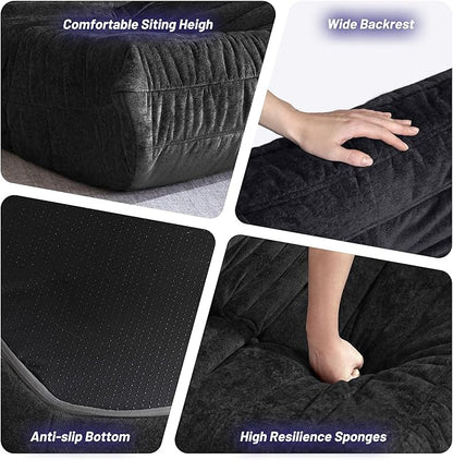 HABUTWAY Bean Bag Chair, Giant Bean Bag Chairs for Adults, Bean Bag Sofa with Filler Faux Fur, Memory Foam Bean Bag Couches Fireside Lazy Sofa for Living Room, Bedroom, Office (Black)