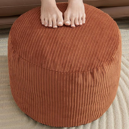 Pouf Ottoman Foot Stools with Foam Small Ottoman for Living Room Corduroy Ottomans Pouf 26x18 Floor Poufs Foot Rest for Chair Orange Hassocks and Ottomans