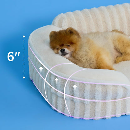 LE SURE Cute Dog Bed for Small Dogs, Orthopedic Waterproof Small Pet Beds with Sides, Non-Slip Bottom and Egg-Crate Foam Puppy Couch Sofa with Washable Removable Cover, Beige