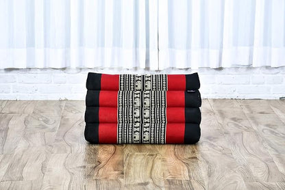 Leewadee Triangle Cushion – Comfortable Backrest for TV or Reading, Incline Pillow for Relaxing Made of Kapok, 20 x 13 x 13 inches, Black Red