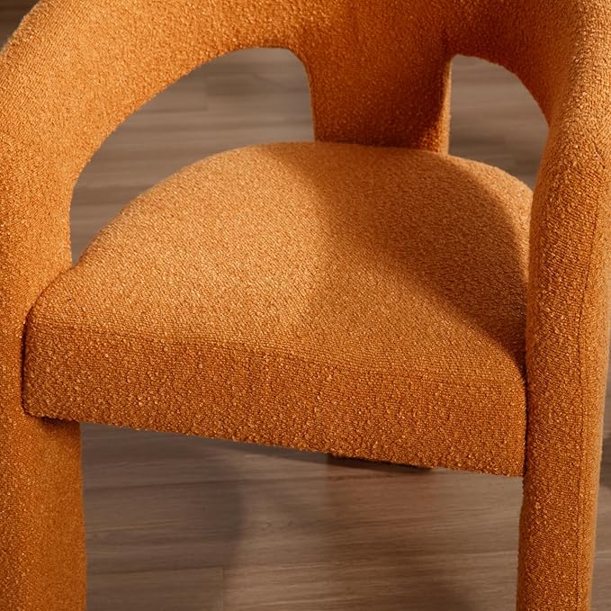 DAYALANE Modern Boucle Dining Chair, Sherpa Upholstered Accent Kitchen Chair with Arms Comfy Barrel Side Chair for Living Room/Home Office/Reception, Windsor Tan