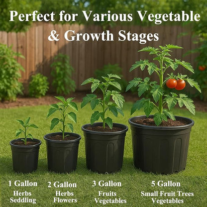 50 Pack 2 Gallon Flexible Plant Nursery Pots Plastic Seedling Starting Pots with Drainage Holes Soft Flower Pots Plant Container with Plant Labels, Black