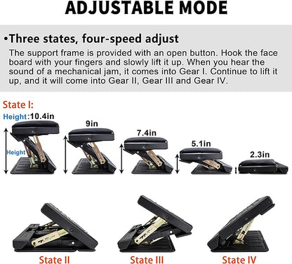 Adjustable Foot Rest for Under Desk at Work with 4 Height Levels, Under-Desk Footrest with Massage Surface, Foot Stool Under Desk for Office, Home, Maximum Load 120 Pounds (Black)