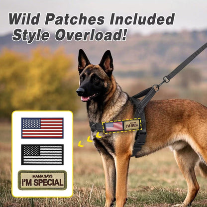 Forestpaw No Pull Dog Harness - Soft Flannel Padded Tactical Dog Vest Harness with Quick Release Buckle, Adjustable Reflective Pet Harness for Medium Dogs Walking Training,Black M