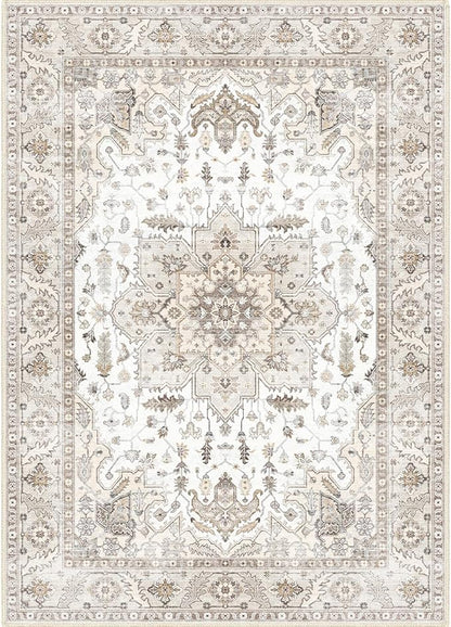 Area Rug 5x7, Machine Washable Rugs for Bedroom, Large Non Slip Persian Rug for Bedroom Living Room Kitchen Entryway Bathroom Office Carpet Brown…