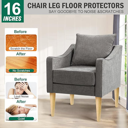 FoDau770 Rubber Wood Furniture Legs 16 Inches, Straight Tapered Wood Feet Mid Century Sofa Legs Set of 4, 5/16" UNC Furniture Feet Replacement Parts for Cabinet Couch Dresser Chair Ottoman Table