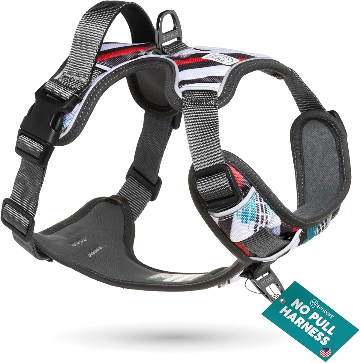 Embark Adventure Dog Harness, Reflective Trim No Pull Dog Harnesses for Small Sized Dogs - Military Grade Nylon, Front Clip with Gel Lined Handle.