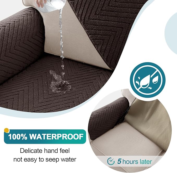 Turquoize Non-Slip Couch Armrest Covers for Sofa Fuzzy Couch Arm Covers Set of 2 Washable Thick Soft Recliner Chair Arm Cover Protector Cover (Brown, 23" x 23" 2 Pack)