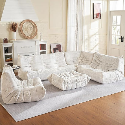 HABUTWAY Bean Bag Chair, Giant Bean Bag Chairs for Adults, 3 Seater Fireside Chair, Lazy Large Floor Bean Bag Sofa for Living Room, Bedroom, Dorm, Office (Beige)