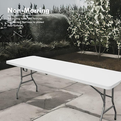 Plainsity 6ft Table, Foldable Table with Foldable, Easy to Carry, for Family Gatherings, Outdoor Gatherings, Indoor