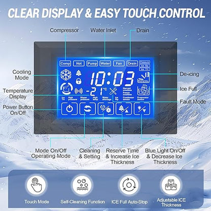 Commercial Ice Maker Machine 450 Lbs/24H, 350 Lbs Large Storage, Stainless