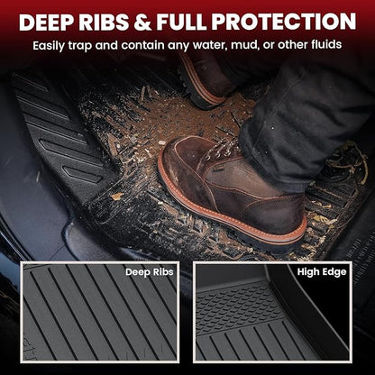 LASFIT 9PCS Premium Extra Thick Floor Mats for Tesla Model Y 7 Seater 2025/2024/2023/2022/2021/2020 | TPE All Weather Custom Fit Interior Accessories | Cargo Liners Trunk Mats with Rear Backrest Mats