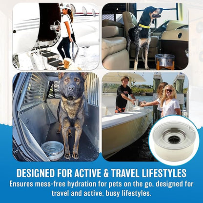 Tritan Plastic Dripless Water Bowl with Lid – Holds 1 Gal, Reduces Spills & Trails Up to 85%+, Water Bowl for Medium Breed Dogs (21-50 lbs), The Original Slobber Stopper