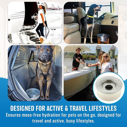 Stainless Steel Dripless Water Bowl with Tritan Plastic Lid – Holds 1 Gal, Reduces Spills & Trails Up to 85%+, Water Bowl for Large Breed Dogs (51-85 lbs), The Original Slobber Stopper