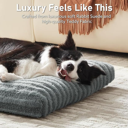 FURTIME Washable Small Dog Bed, Deluxe Dog Crate Beds | Comfy Fluffy Kennel Pad Anti-Slip Pet Sleeping Mat for Puppy/Cat, Machine Washable Dogs Pillow, 23"x18"x3", Gray