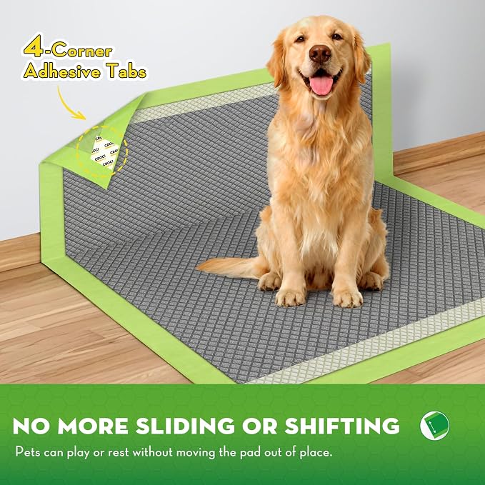 CROCI Charcoal Puppy Pads with Adhesive Tabs 2X Odor Control 28x34in 40Ct | Super Absorbent Pee Pads for Dogs, Quick-Dry Surface, Unscented, Renewable Bamboo Material, Disposable