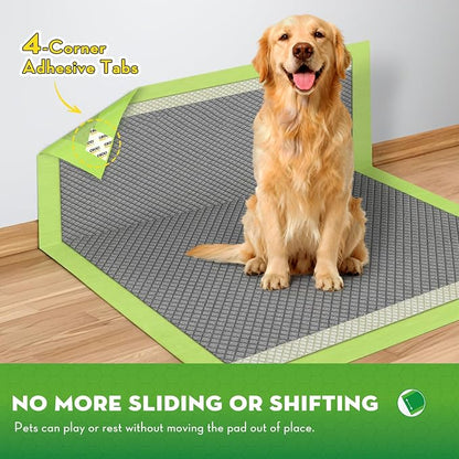 CROCI Charcoal Puppy Pads with Adhesive Tabs 2X Odor Control 28x34in 40Ct | Super Absorbent Pee Pads for Dogs, Quick-Dry Surface, Unscented, Renewable Bamboo Material, Disposable