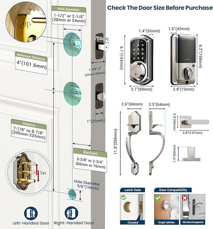 Veise VE06-H Smart Front Door Lock Set, App Control, Keyless Entry Deadbolt