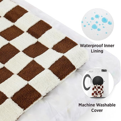 LE SURE Cute Aesthetic Bed Medium Size Dog,Jacquard Thick Pet Pillow 30x20 | Shredded Chopped Foam,Modern Plush Crate Cushion Gift for Medium Size Dog, Waterproof Washable Cover, Nonslip Bottom, Brown