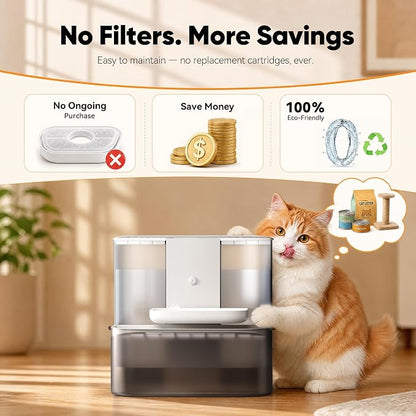 CZPET 4.5L Wireless Cat Water Fountain No Filters | Wastewater Separation, Rechargeable, Ultra Quiet, Automatic Pet Water Fountain for Cats & Small Dogs