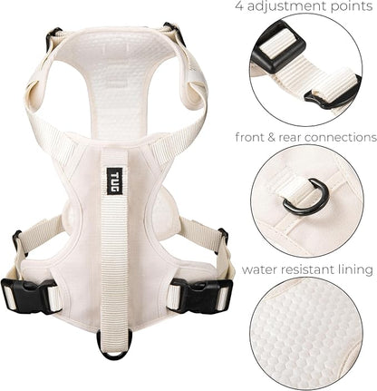 TUG Grab Dog Harness with Built-in Magnetic Traffic Leash (XL/Cream) | Padded Magnetic Traffic Handle | Dual Leash Clips | 4-Point Adjustable Fit | Durable Nylon