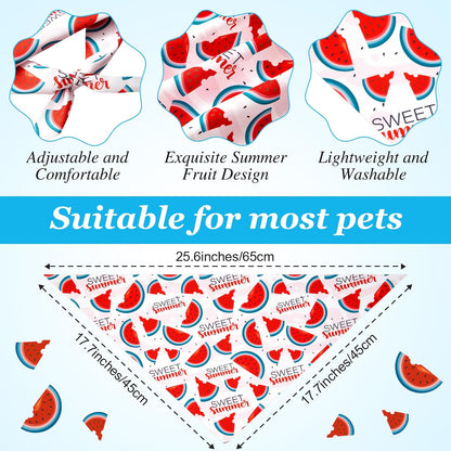 100 Pcs Fruit Dog Bandanas Bulk Summer Bandanas for Dogs Hawaiian Soft Bibs Adjustable Triangle Scarf for Small Medium Large Pet Costume