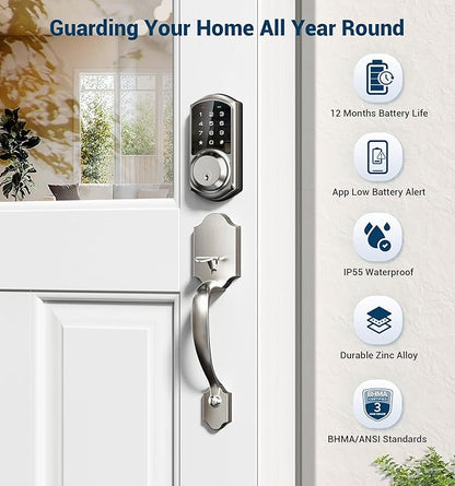 Veise VE06-H Smart Front Door Lock Set, App Control, Keyless Entry Deadbolt