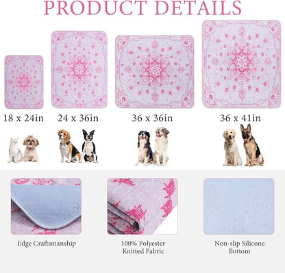 Homimp Washable Pee Pads for Dogs, 2 Pack Reusable Puppy Pads Waterproof, Absorbent and Leakproof Dog Pee Pads, Non Slip Puppy Training Pads, Pet Mat for Floor,Crate,Couch,Whelping,Pink, 36"x41"