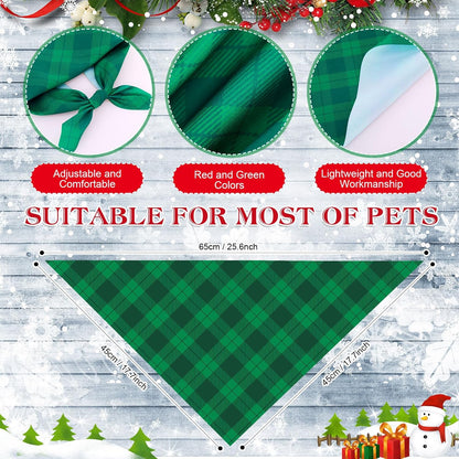 Abbylike 200 Pcs Christmas Dog Bandanas Bulk Xmas Red and Green Buffalo Plaid Bandanas for Dogs Triangle Kerchief Bibs Scarf Set for Pet Christmas Costume Photo Props Accessories Pet Shops, 25 Styles
