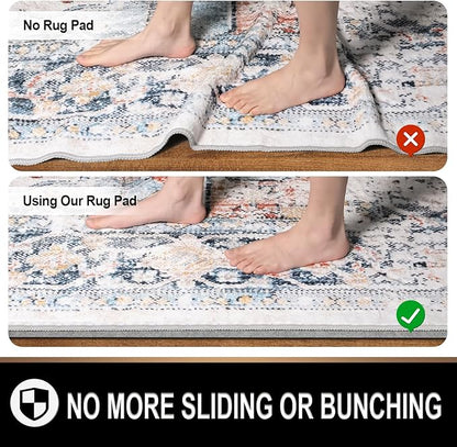 TREETONE 2’ x 8' - 1/8" Thick Felt and Rubber Rug Pad Gripper for Hardwood Floors, Non Slip Cushion Rug Pads for Area Rugs and Tile Floor Protection, Under Carpet Anti Skid Mat