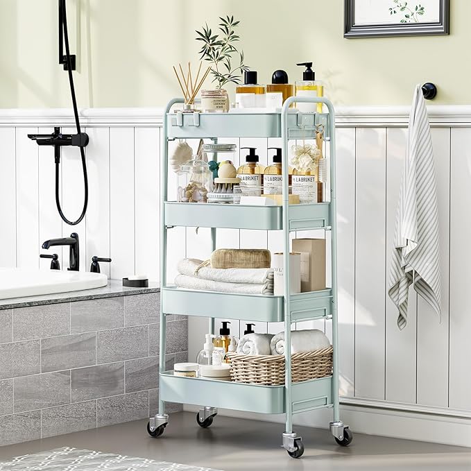 TOOLF 4-Tier Metal Rolling Cart