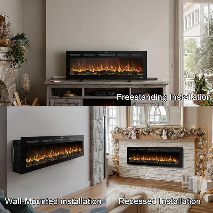 50 Inch WiFi-Enabled Recessed Electric Fireplace Inserts
