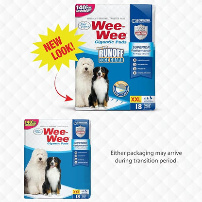 Four Paws Wee-Wee Superior Performance Gigantic Dog Pee Pads, 18 Count (Pack of 2)