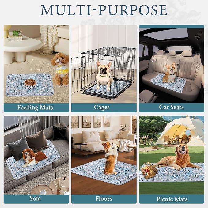 Homimp Washable Pee Pads for Dogs,2 Pack Reusable Puppy Pads Waterproof,Absorbent and Leakproof Dog Pee Pads,Non Slip Puppy Training Pads, Pet Mat for Floor, Crate, Couch, Whelping,Blue, 36"x36"