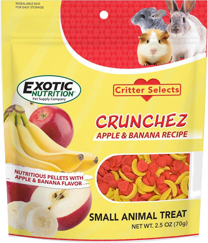 Crunchez Apple and Banana - Crunchy Fruit Flavored Treat Bites - Sugar Gliders, Squirrels, Marmosets, Prairie Dogs, Hamsters, Chinchillas, Exotic Birds, Rabbits, Guinea Pigs, Degus, Small Pets