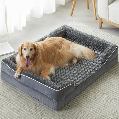 WNPETHOME Orthopedic Washable XXL Dog Bed for Senior Dog Cozy Sleep | Extra Large Waterproof Big Soft Dog Couch Sofa Bed for Dogs Relax with Removable Cover Supportive Pet Bed DarkGrey 48x35Inch