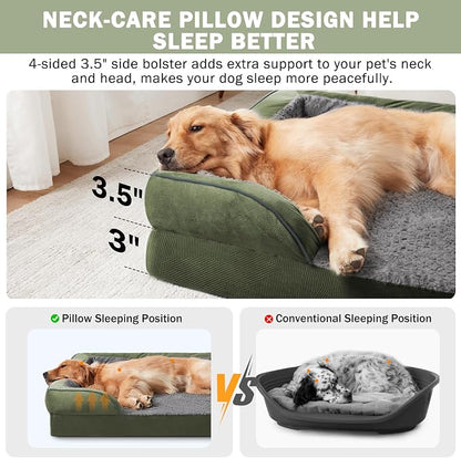 Orthopedic Medium Dog Dogs, Egg-Crate Foam Dog Couch with Washable Removable Cover, Waterproof Lining and Nonskid Bottom