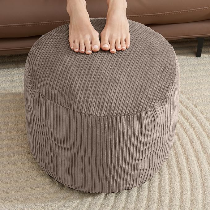 Pouf Ottoman Foot Stools Ottoman with Foam Small Corduroy Ottomans for Living Room Ottomans Pouf 20x15 Floor Poufs Foot Rest for Office Chair Brown Foot Stool Small