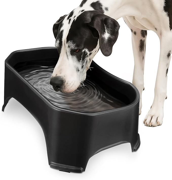 Neater Pet Brands Extra Large Water Bowl for Dogs, Outdoor Dog Water Bowl (2.25 Gallon Extra-Large Capacity), Big Trough Style Food Dish for Indoors or Outside, No Spill Large Dog Bowls, Black
