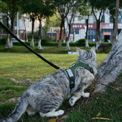 Cat Harness and Leash Escape Proof Large Kitten Harness Ragdoll Cat Vest for Walking Travel, Dark Green, L
