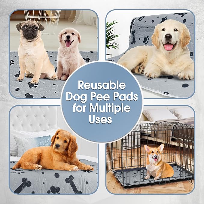 Washable Puppy Pads for Dogs 2 Packs 24’’ x 30’’ Reusable Pee Pads for Dogs Waterproof Heavy Absorbent Puppy Training Pads for Indoor Dog Mats