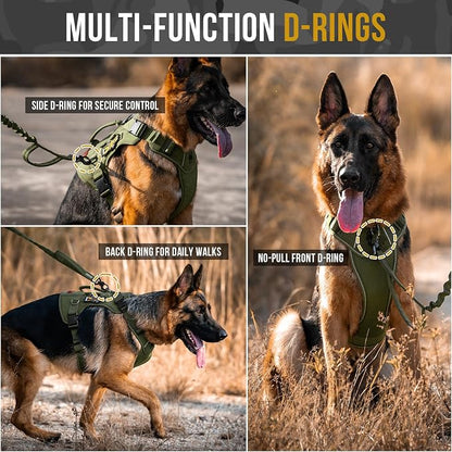 OneTigris No-Pull Tactical Dog Harness Reflective Vest for Medium Dogs | Military-grade 1000D Nylon Easy Control Vest – Adjustable Dog Harness with Hook & Loop Panels for Walking, Hiking, Training