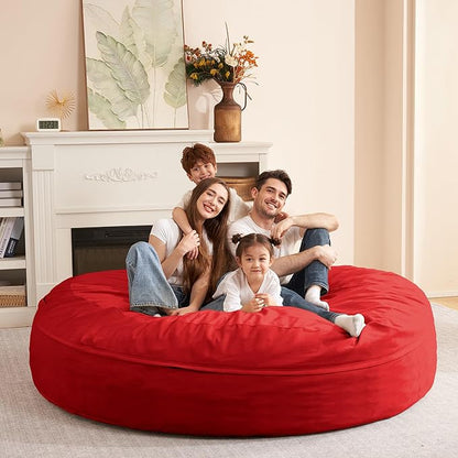 HABUTWAY XX-Large Bean Bag Chair: Giant 7' Memory Foam Furniture Bean Bag Chairs for Adults with Microfiber Cover 7Ft (Red)