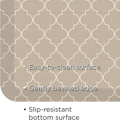 GelPro Anti-Fatigue Designer Comfort Kitchen Floor Mat, 20x48, Trellis Khaki Stain Resistant Surface with 3/4” Thick Ergo-Foam Core for Health and Wellness
