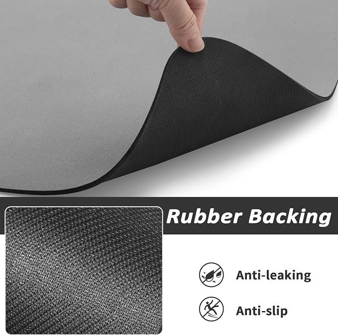 HotLive Dog Food Mat - Absorbent Cat Mat for Food and Water, No Stains Pet Feeding Bowl Mat, Easy to Clean Pet Placemats, Quick Dry Dog Water Dispenser Mat for Messy Drinkers | Grey 24"x 36"