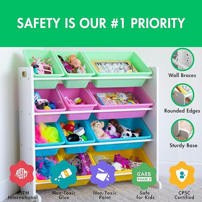 Humble Crew Kids' Toy Storage Organizer, White/Pastel (WO560P)